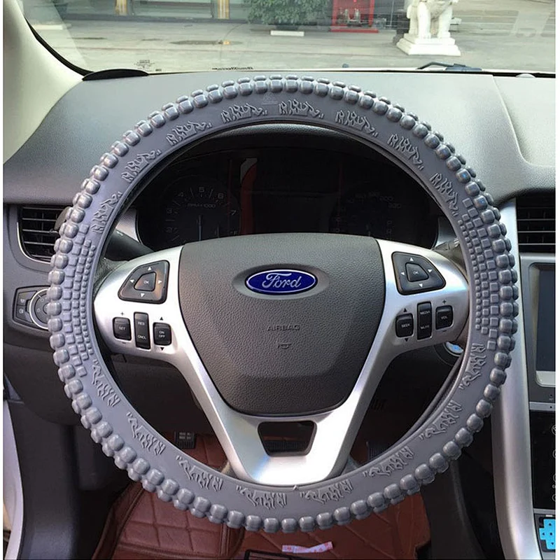 Silicone Anti-slip Car Steering Wheel Cover Novel Geometrical Pattern Universal 14-15 inch
