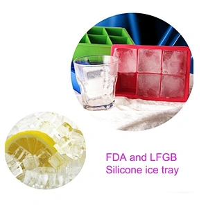 6-Cube Silicone Ice Tray Mold Set One quan Pack of 2 Silicone Ice Cube Tray