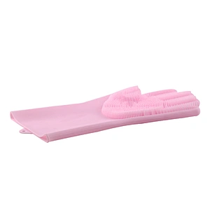Magic Silicone Gloves with Wash Scrubber Latex free household cleaning gloves Dishwashing glove kitchen glove