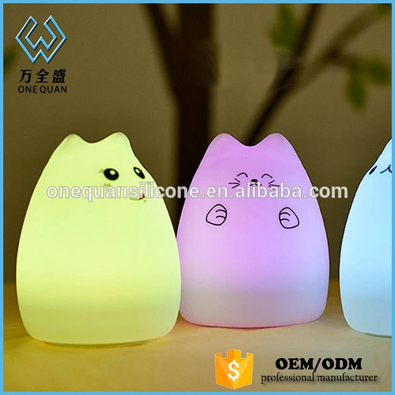 Silicone Pvc Led Cat Night Light With Color Change