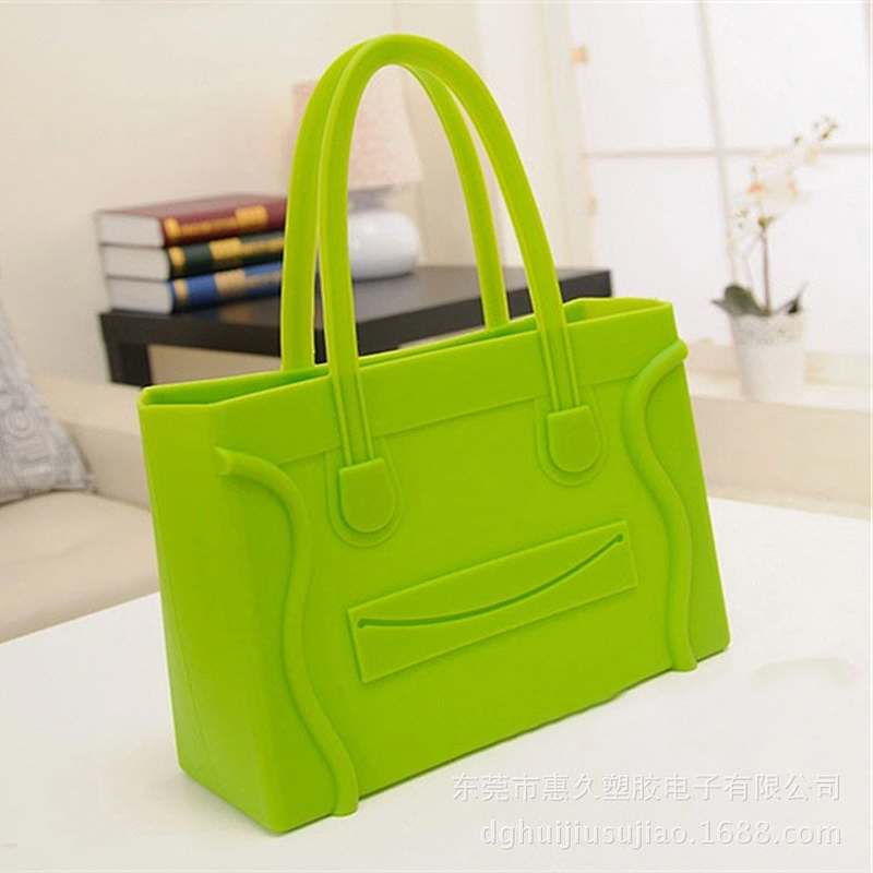 Colorful Jelly handbag silicone transparent bags cany women tote bags