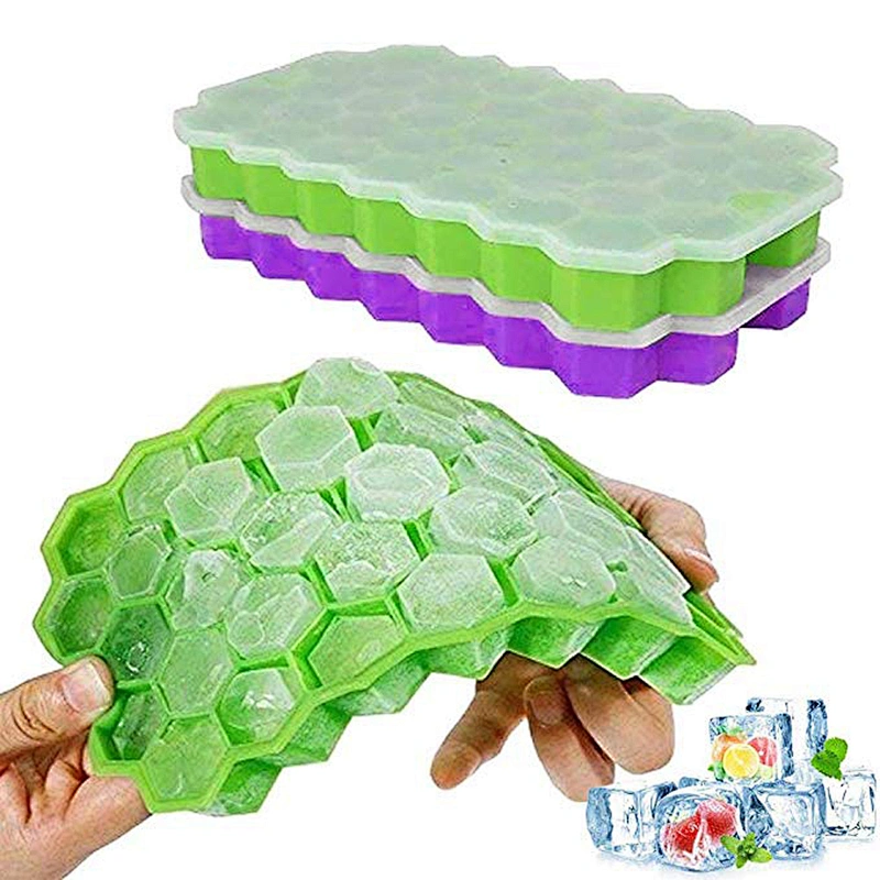 BPA Free 3d Ice Cubes Mold with Lid Silicone Honeycomb Cream Ice Maker