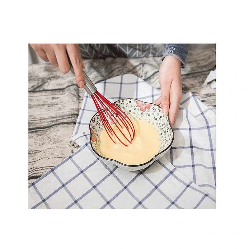 25 cm Food Grade Stainless Steel Egg Beater, Manual Silicone Hand Egg Beater