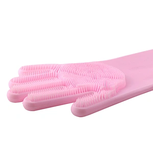 Magic Silicone Gloves with Wash Scrubber Latex free household cleaning gloves Dishwashing glove kitchen glove