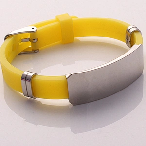 Stainless Steel Silicone Black Bracelet Wristband Punk Style Men Bracelet Simple Rubber Charm