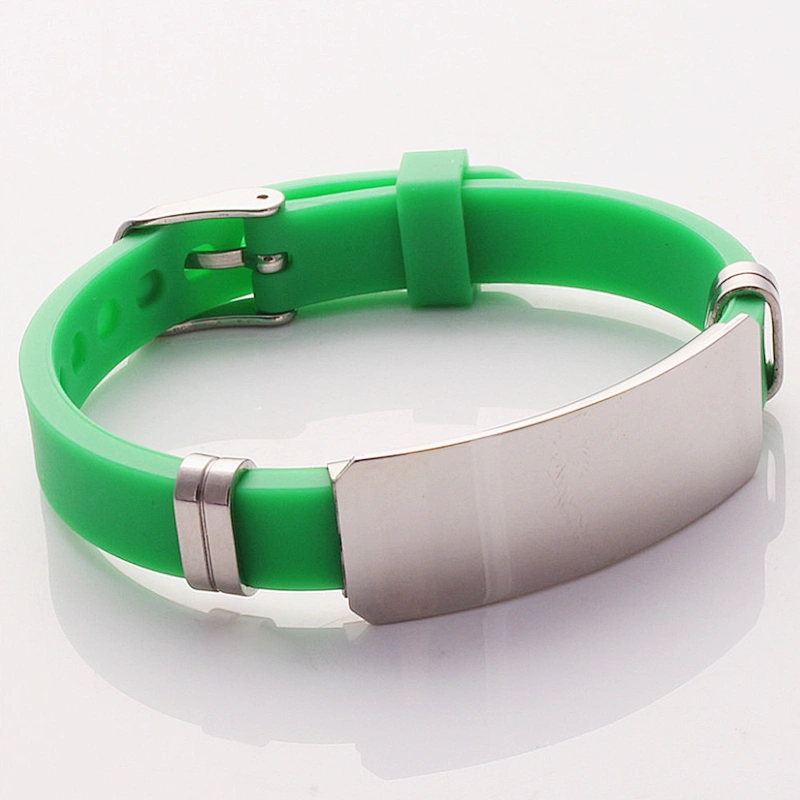 Stainless Steel Silicone Black Bracelet Wristband Punk Style Men Bracelet Simple Rubber Charm