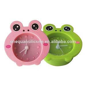 cute frog design silicone mini clock