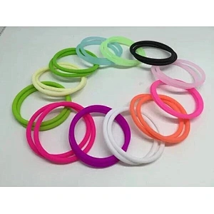 Cheap price no slip grip bright jelly ponytails colorful elastic rubber hair band with charm
