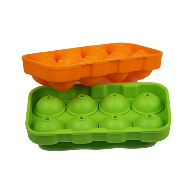 Wholesale New Design Silicone Ice Cube Tray Ball Shape 8 Holes Ice Mold