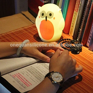 Colorful Owl Soft Baby Nursery Lamp,Electric and Battery Sleeping Light for Kids