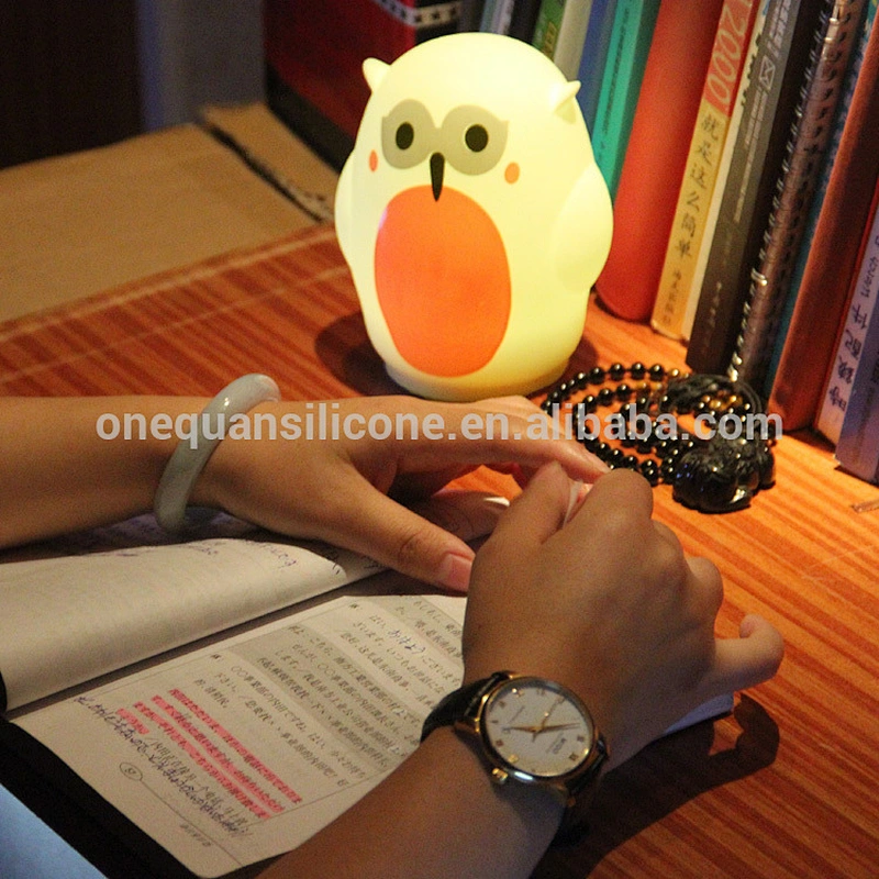 Colorful Owl Soft Baby Nursery Lamp,Electric and Battery Sleeping Light for Kids
