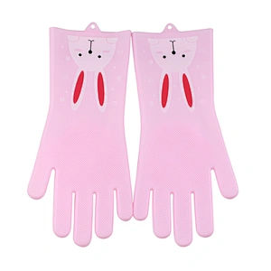 Magic Silicone Gloves with Wash Scrubber Latex free household cleaning gloves Dishwashing glove kitchen glove