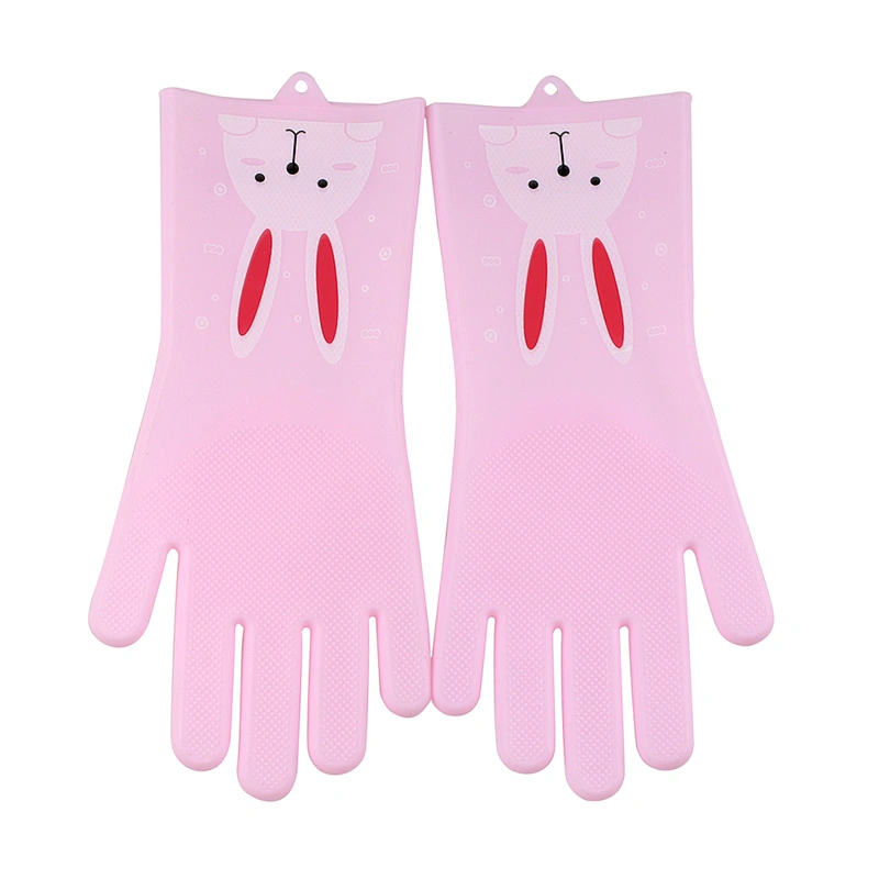 Magic Silicone Gloves with Wash Scrubber Latex free household cleaning gloves Dishwashing glove kitchen glove