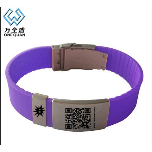 Personalized Silicone Id Bracelet Qr Code Metal Bracelet