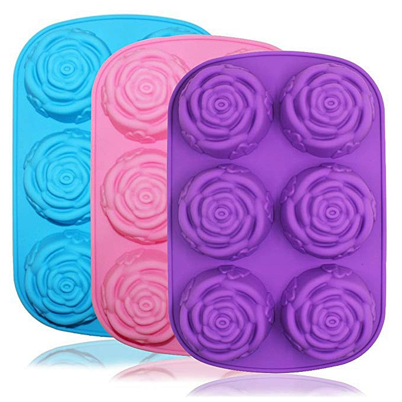BPA free Rose Shape Reusable Non Stick Cake Mold in Silicone for Chocolate