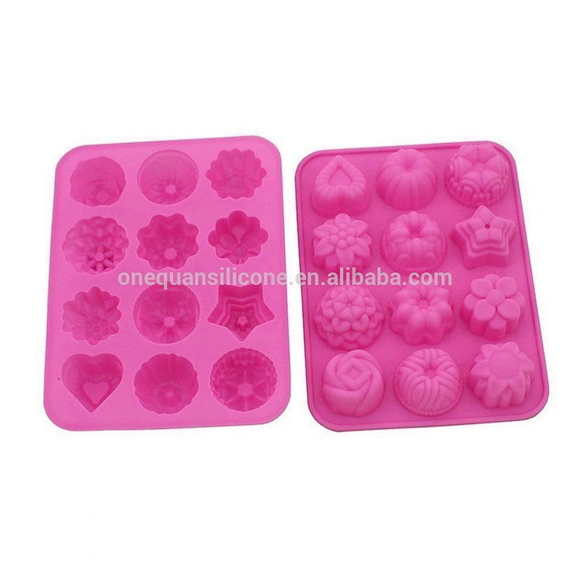 Wholesale BPA Free 12 Cavities Flowers Cake Silicone Mould Non Stick Candy Mould
