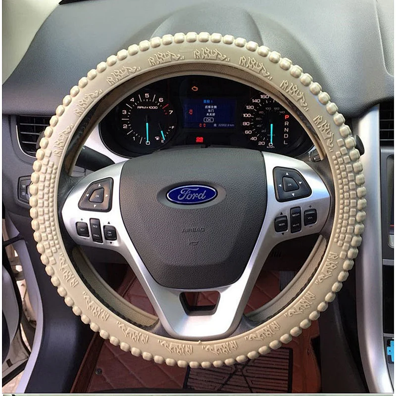 Silicone Anti-slip Car Steering Wheel Cover Novel Geometrical Pattern Universal 14-15 inch