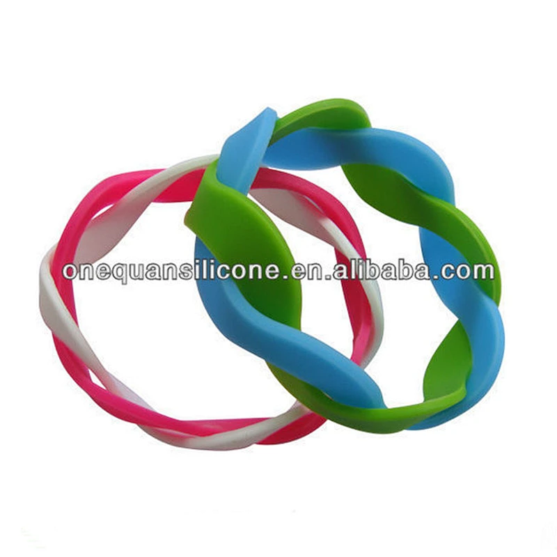 promotional silicone rubber twist string bracelet,twisted cord bracelet,twist hospital wristbands