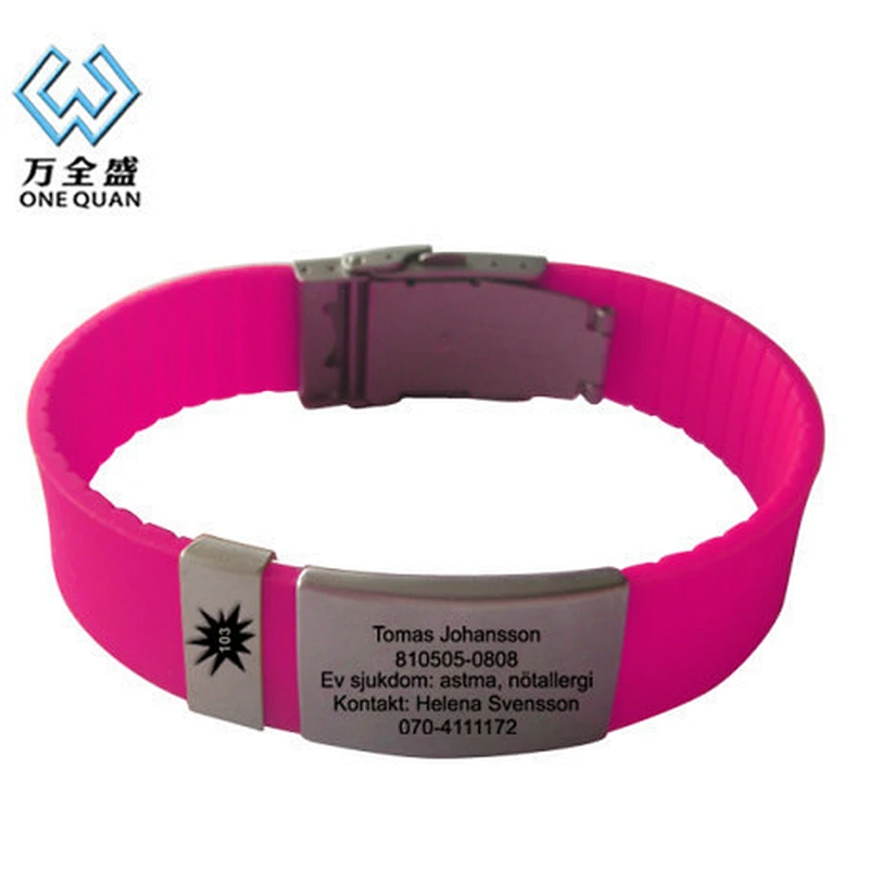 Personalized Silicone Id Bracelet Qr Code Metal Bracelet