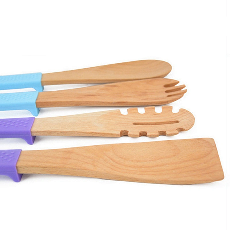 Wholesale Non-stick Baking Wooden Cooking Utensil /Silicone Handle kitchen tools