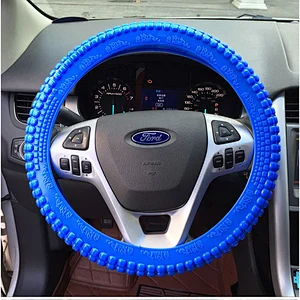 Silicone Anti-slip Car Steering Wheel Cover Novel Geometrical Pattern Universal 14-15 inch