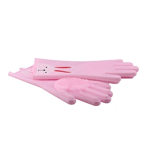 Magic Silicone Gloves with Wash Scrubber Latex free household cleaning gloves Dishwashing glove kitchen glove