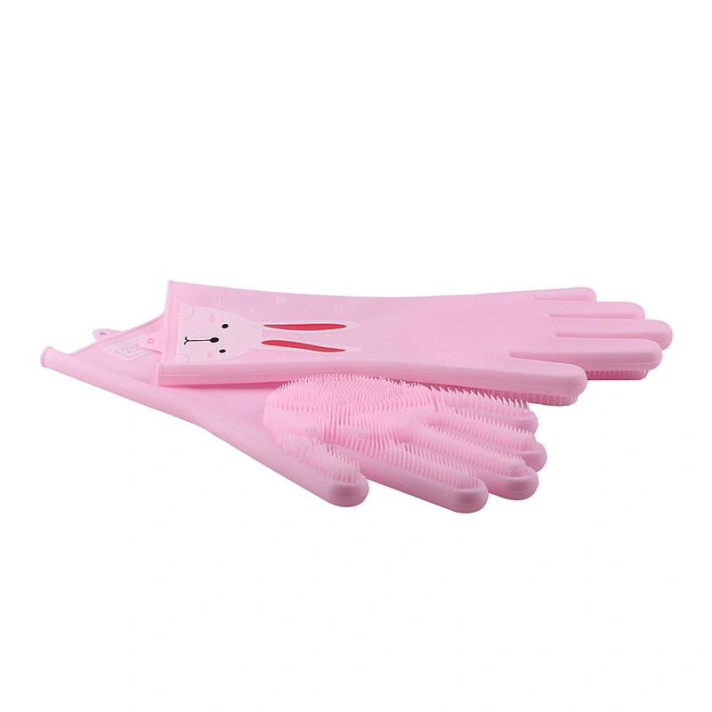 Magic Silicone Gloves with Wash Scrubber Latex free household cleaning gloves Dishwashing glove kitchen glove