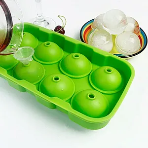 Wholesale New Design Silicone Ice Cube Tray Ball Shape 8 Holes Ice Mold