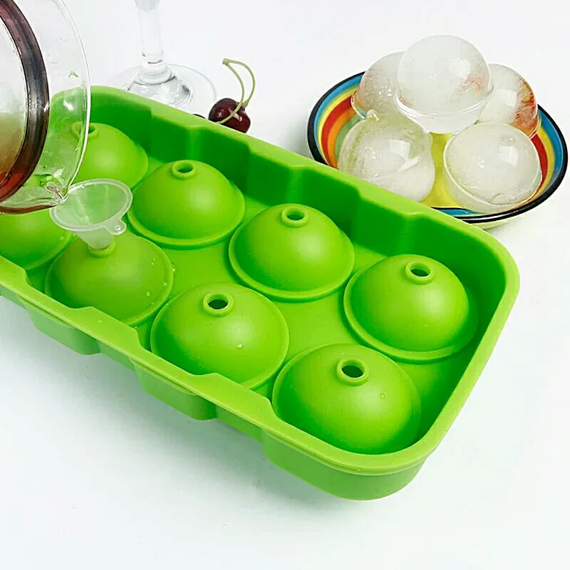 Wholesale New Design Silicone Ice Cube Tray Ball Shape 8 Holes Ice Mold