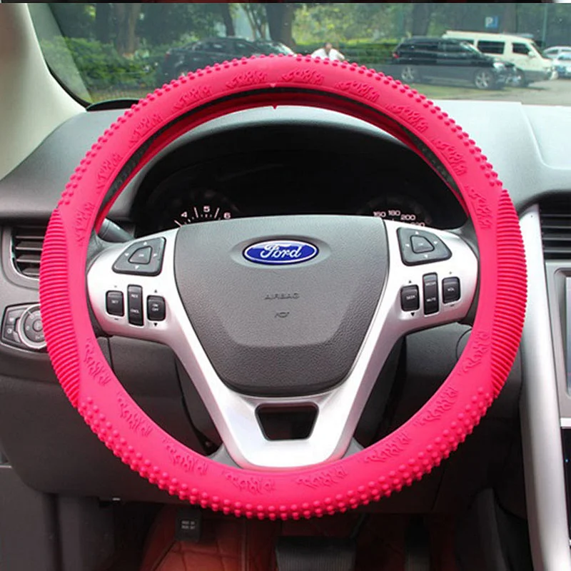 Steering Wheel Cover Auto Car Silicone Great Grip Anti-Slip Steering Cover for Diameter 36cm/38cm/40cm/14-15inch