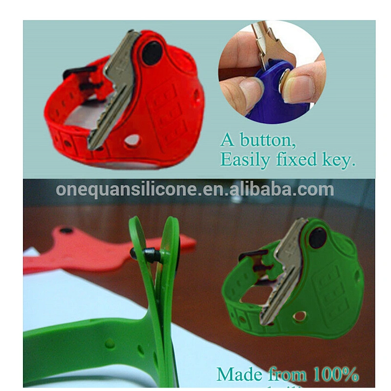 promotional silicone rubber key holder bracelet ,factory key holder wristband