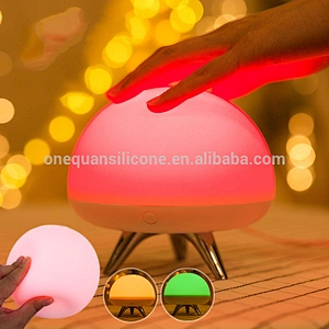 Silicone Colorful Children Night Light USB Rechargeable Sensitive Tap Control Beside LED Table Lamp with Warm White