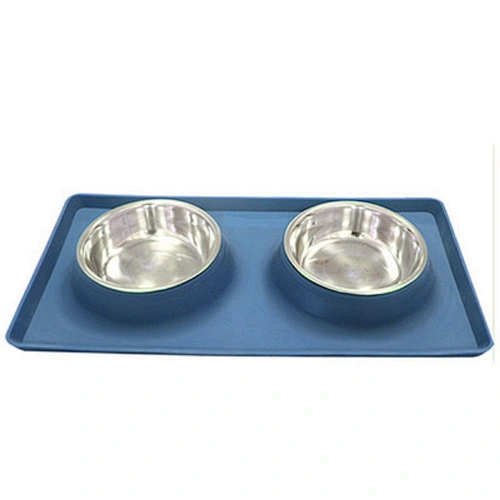 Set of 2 Stainless Steel Bowls with Non-Skid & No Spill Silicone Stand for Small Dogs, Cats Puppy in pet supply