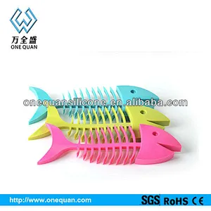 wholesale multi colors custom fish bone shape silicone soap mould,soap dish for shower