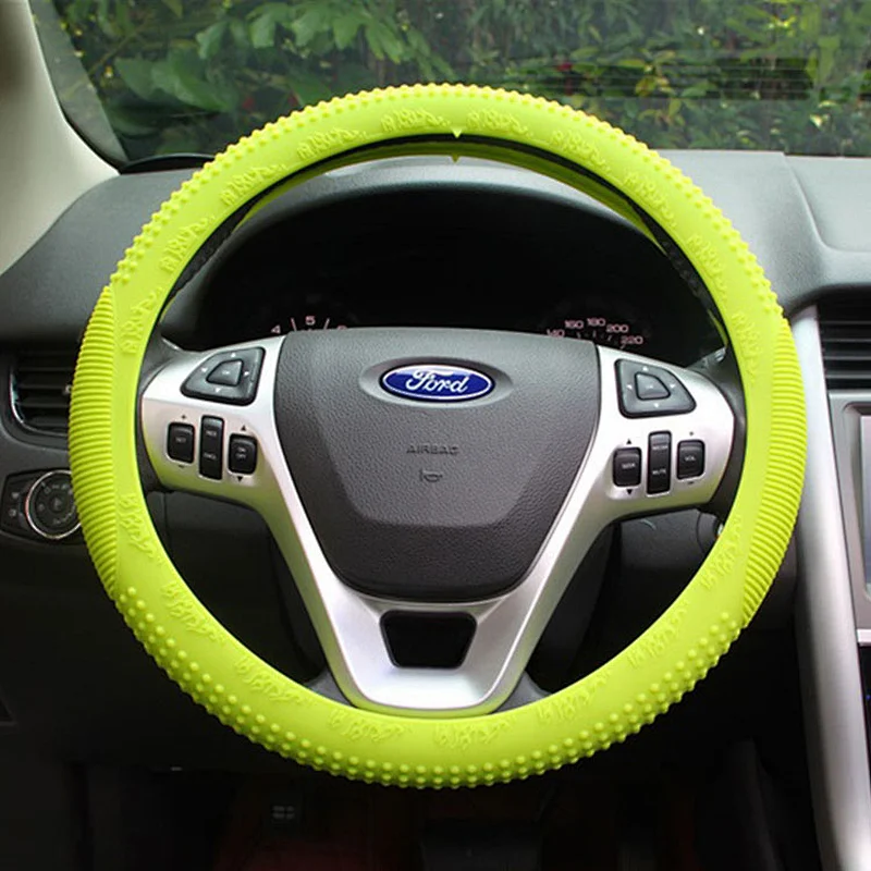 Steering Wheel Cover Auto Car Silicone Great Grip Anti-Slip Steering Cover for Diameter 36cm/38cm/40cm/14-15inch