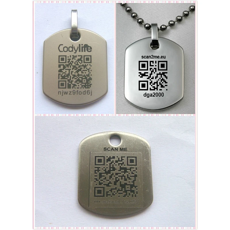 fashion Zinc Alloy blank dog tag with QR code,blank military dog tags