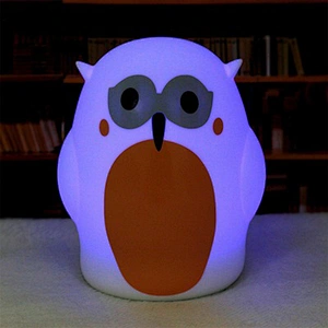 Colorful Owl Soft Baby Nursery Lamp,Electric and Battery Sleeping Light for Kids