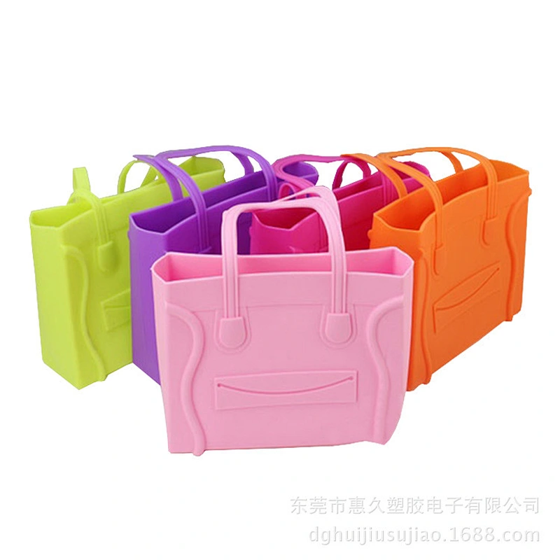 Colorful Jelly handbag silicone transparent bags cany women tote bags
