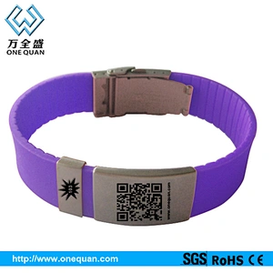 Personalized Silicone Id Bracelet Qr Code Metal Bracelet