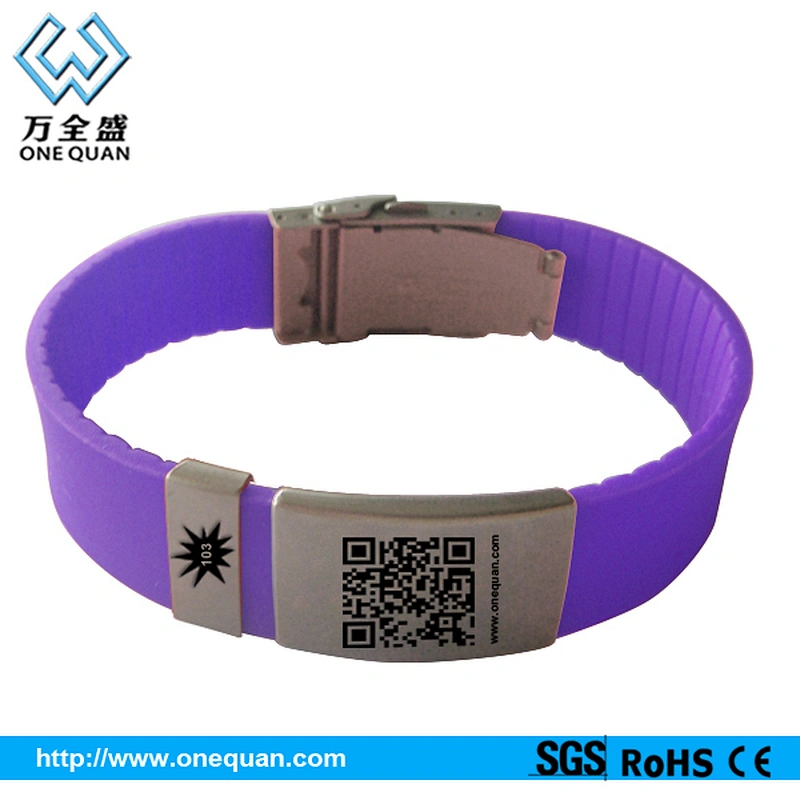 Personalized Silicone Id Bracelet Qr Code Metal Bracelet