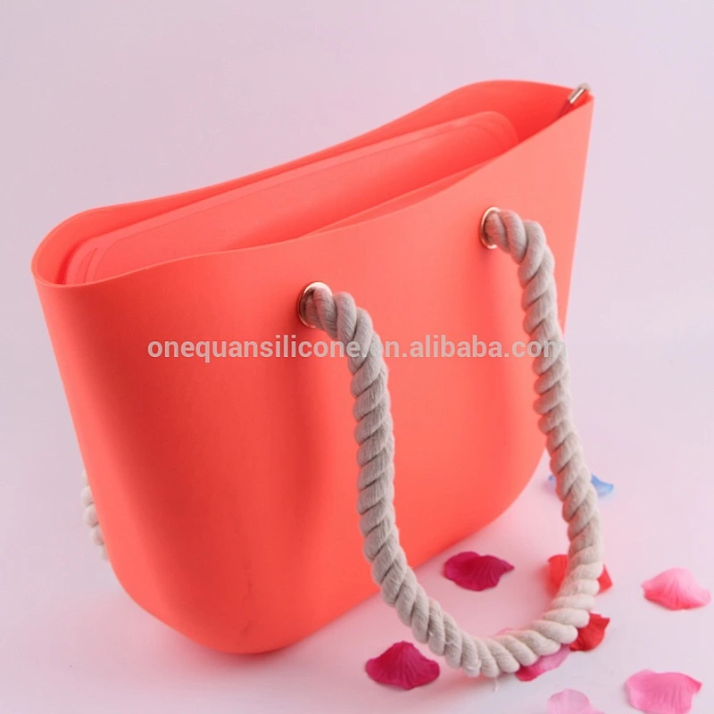 Hemp Rope Silicone Candy Color Beach Bag Europe And The United States Fashion Beautiful Open Hollow Bag