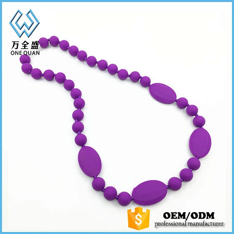 Onequan 2019 new wholesale products BPA free food grade teething necklace silicone for baby and mom