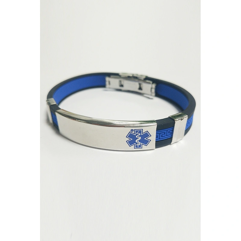 Free Engraving Alert ID Bracelet Stainless Steel Rubber Silicone Emergency