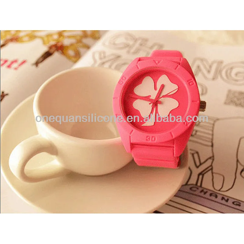 Fashion movement waterproof silicone big dial table watches. Lady jelly watch for female students