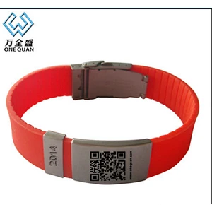 Personalized Silicone Id Bracelet Qr Code Metal Bracelet