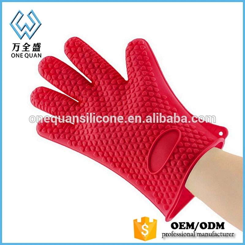 High Quality Heat Resistant Silicone Bbq Glove With Fingers Insulated