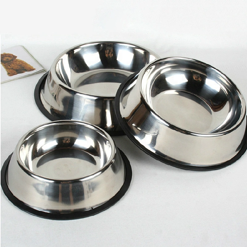 Stainless Steel Dog Bowl with Rubber Base for Small/Medium/Large Dogs Pet feeder