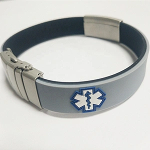 Official ID Wristband with Medical Alert Badge Silicone Clasp Personalized ID Bracelet