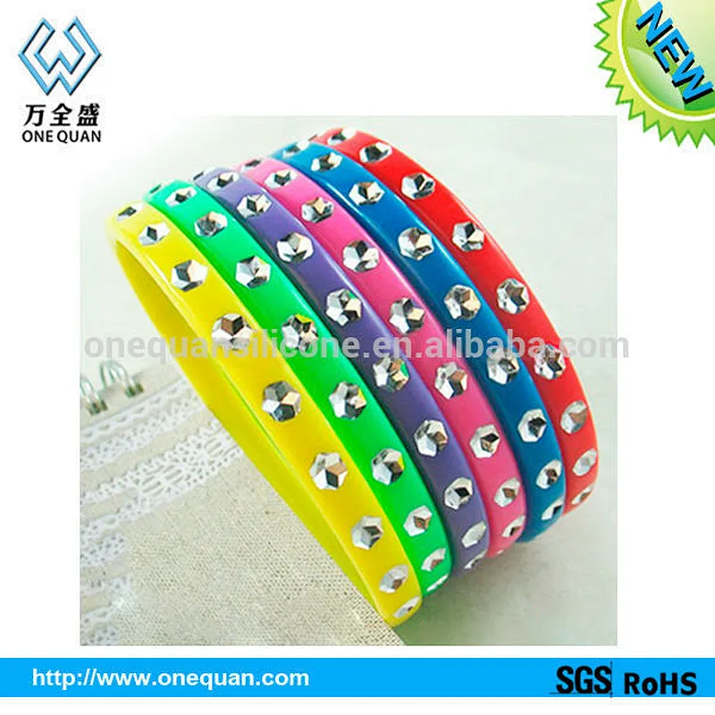 sports team silicone wristband diamond tennis bracelet