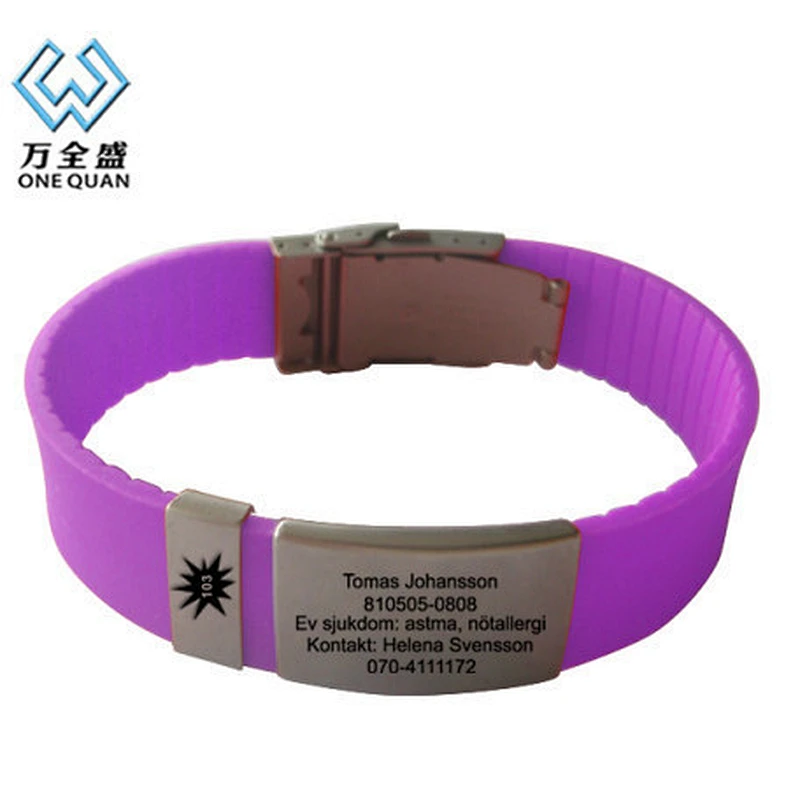 Personalized Silicone Id Bracelet Qr Code Metal Bracelet